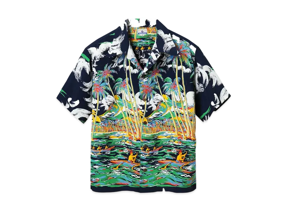SUN SURF Aloha 2021 Aloha Shirt Canoe Race Kihi Kihi "Black"