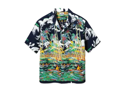 SUN SURF Aloha 2021 Aloha Shirt Canoe Race Kihi Kihi "Black"