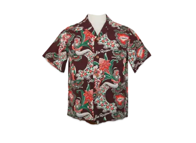 SUN SURF Aloha Queen Rayon Aloha Shirt "Black"