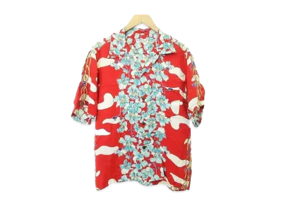 SUN SURF Ohkids Border Rayon Aloha Shirt "Red"