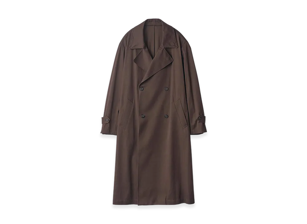 ssstein Cotton Satin Oversized Double Breasted Coat "Dark Brown"