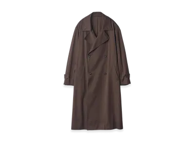 ssstein Cotton Satin Oversized Double Breasted Coat "Dark Brown"