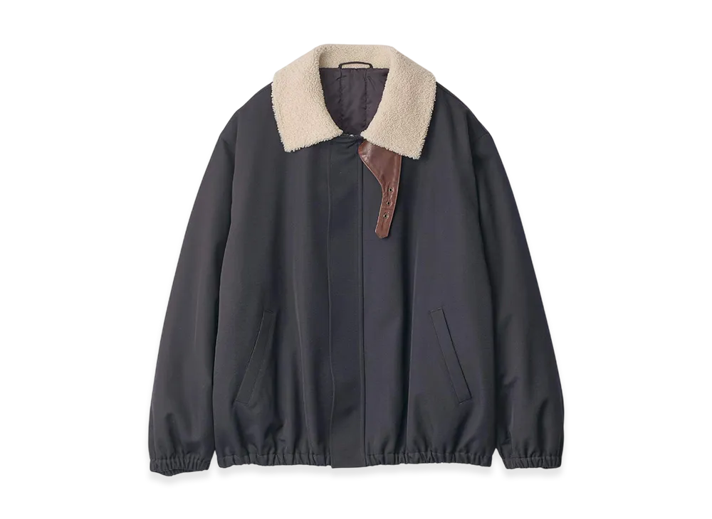 ssstein Mouton Collar Padded Jacket "Dark Navy"