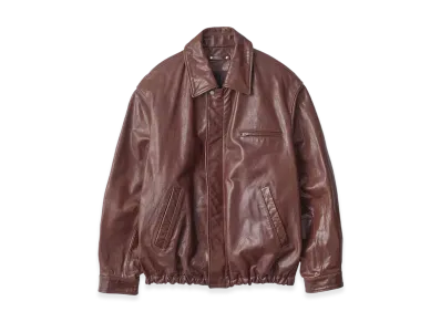 ssstein Cow Leather Vintage Zip Jacket "Brown"