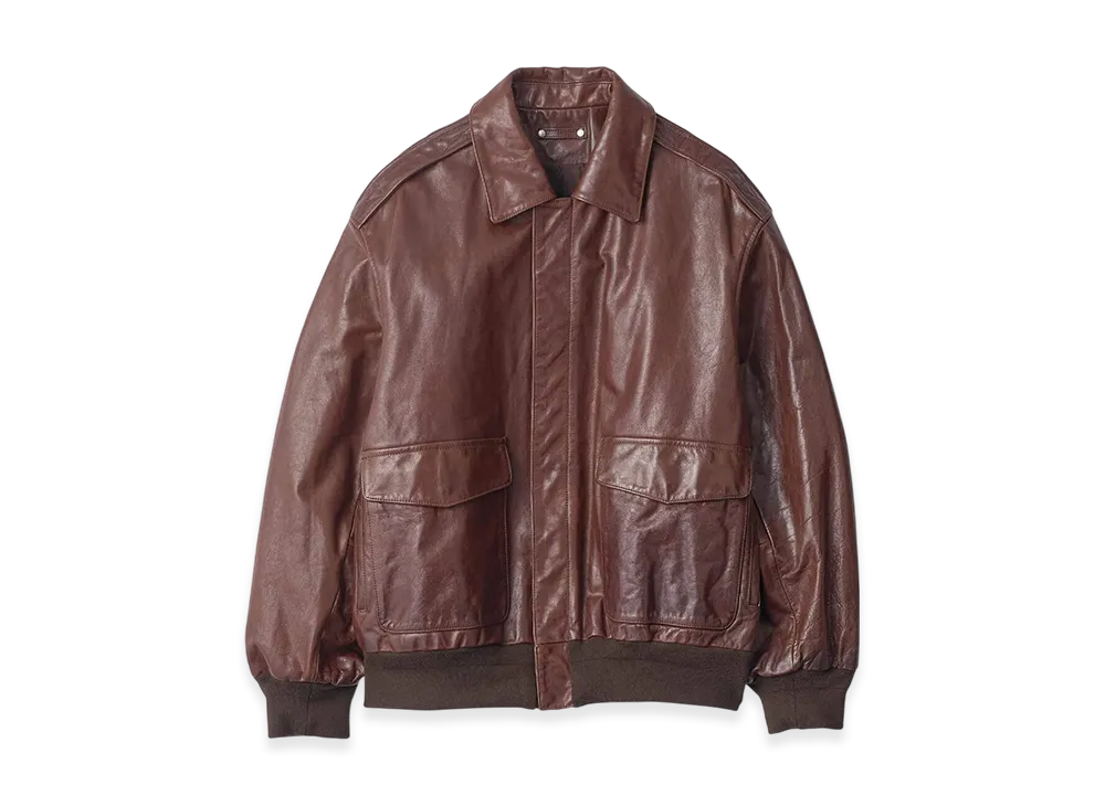 ssstein Cow Leather Vintage Flight Jacket "Brown"