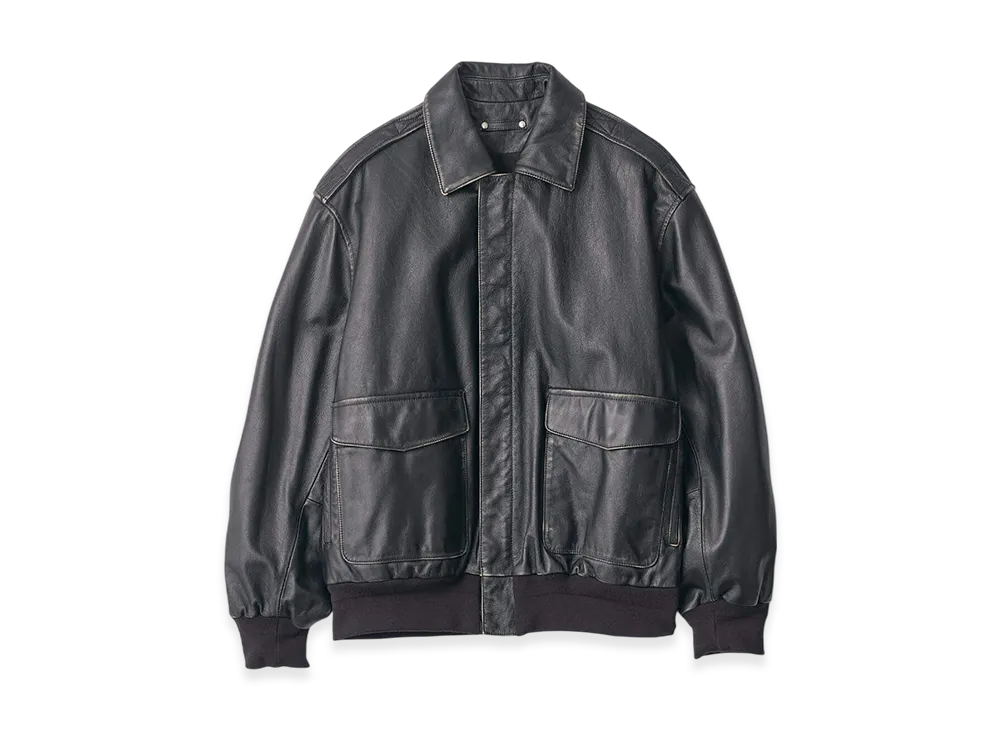 ssstein Cow Leather Vintage Flight Jacket "Black"