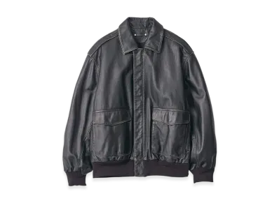 ssstein Cow Leather Vintage Flight Jacket "Black"