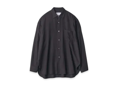 ssstein Rayon Silk Flannel Oversized Down Pat Shirt "Black"