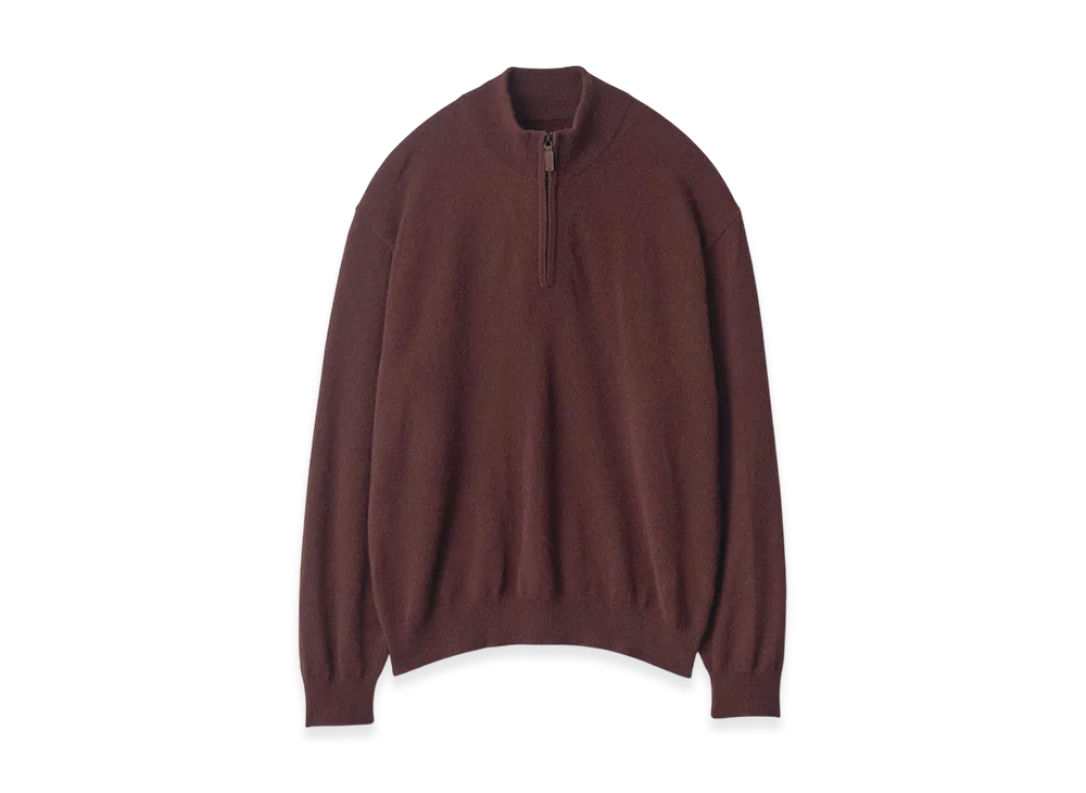 ssstein Pure Cashmere Knit Half Zip LS "Dark Brown"