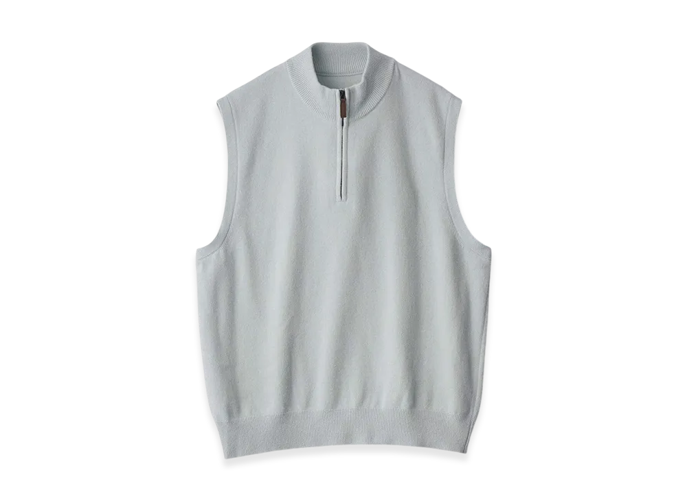 ssstein Extra Fine Wool Knit Half Zip Vest "Blue"