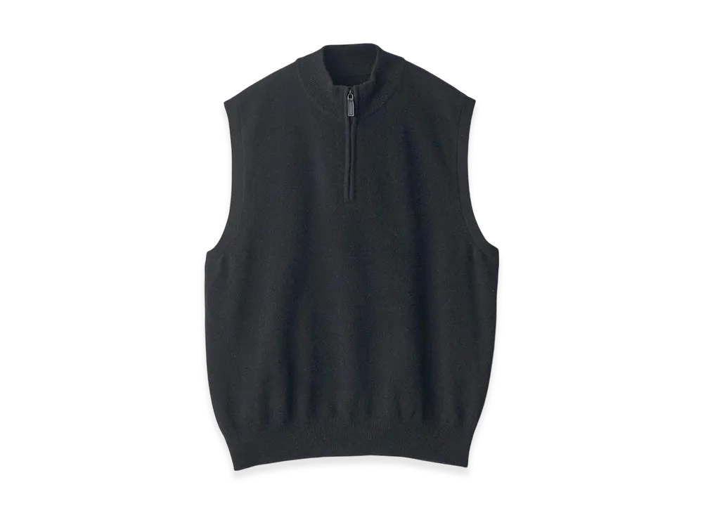 ssstein Extra Fine Wool Knit Half Zip Vest "Black"