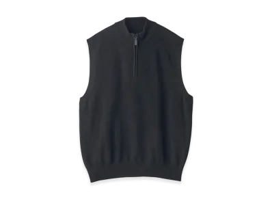 ssstein Extra Fine Wool Knit Half Zip Vest "Black"