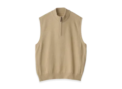 ssstein Extra Fine Wool Knit Half Zip Vest "Beige"