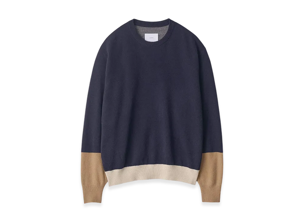 ssstein Extra Fine Wool Knit Color Block LS "Navy Multi"