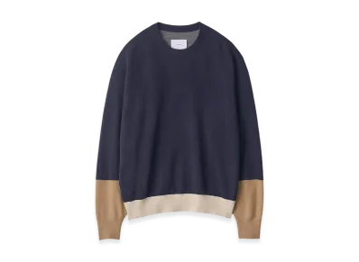 ssstein Extra Fine Wool Knit Color Block LS "Navy Multi"
