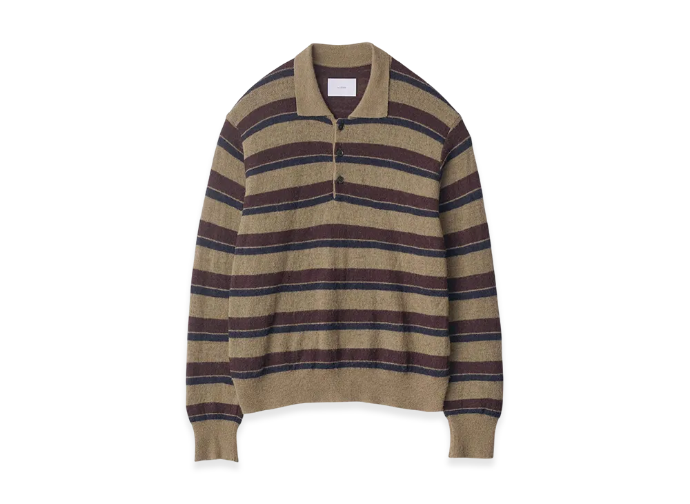 ssstein W/AL/NY Knit Stripe Polo LS "Brown Navy Mix"