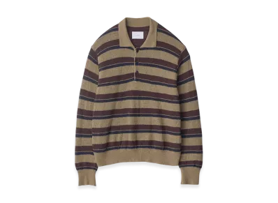 ssstein W/AL/NY Knit Stripe Polo LS "Brown Navy Mix"