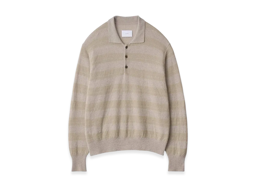 ssstein W/AL/NY Knit Stripe Polo LS "Beige Greige Mix"