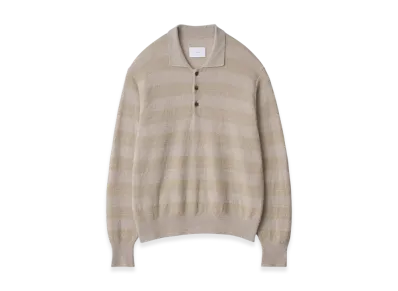 ssstein W/AL/NY Knit Stripe Polo LS "Beige Greige Mix"
