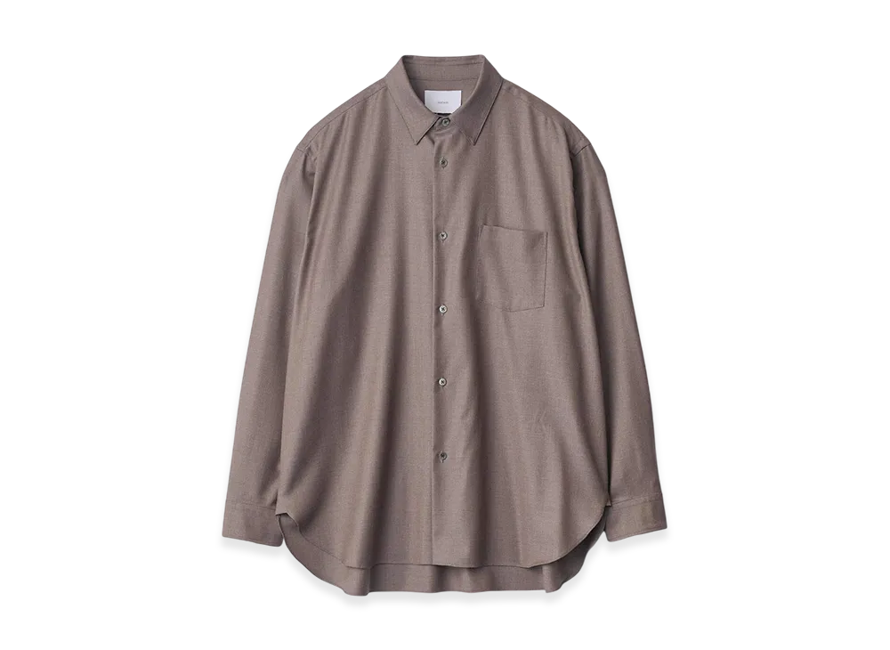 ssstein Extra Fine Wool Regular Collar Shirt "Greige"