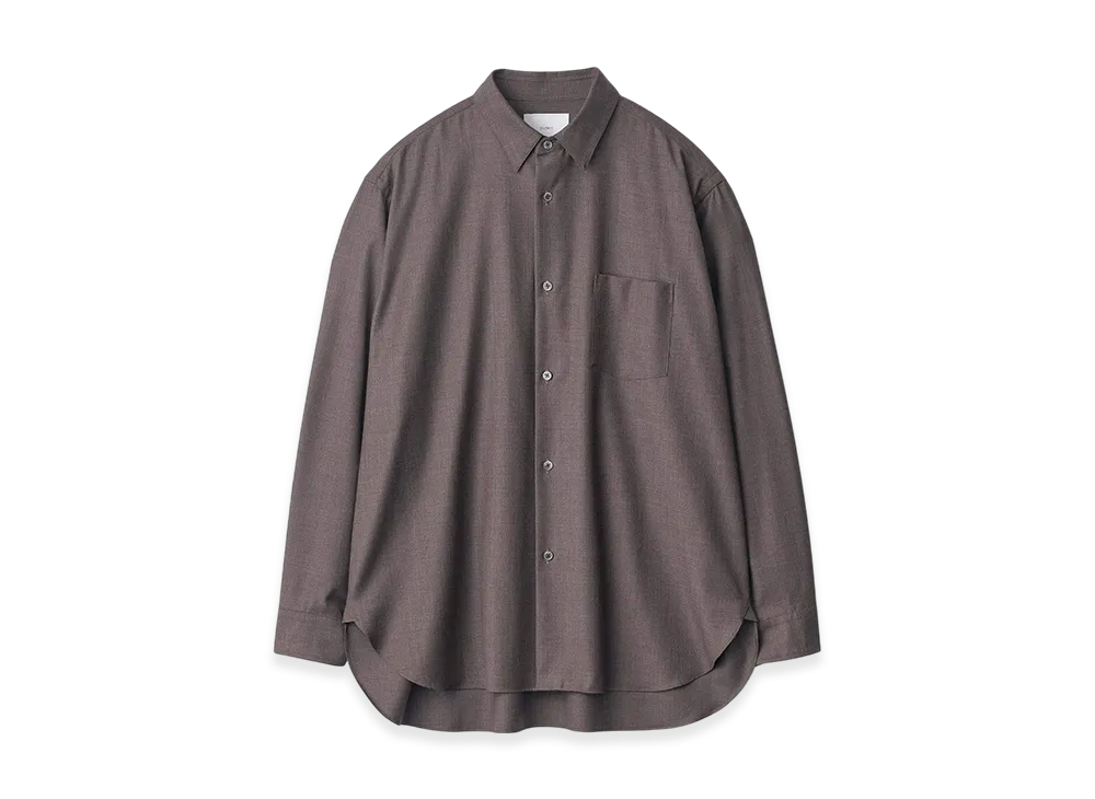 ssstein Extra Fine Wool Regular Collar Shirt "Brown Grey"