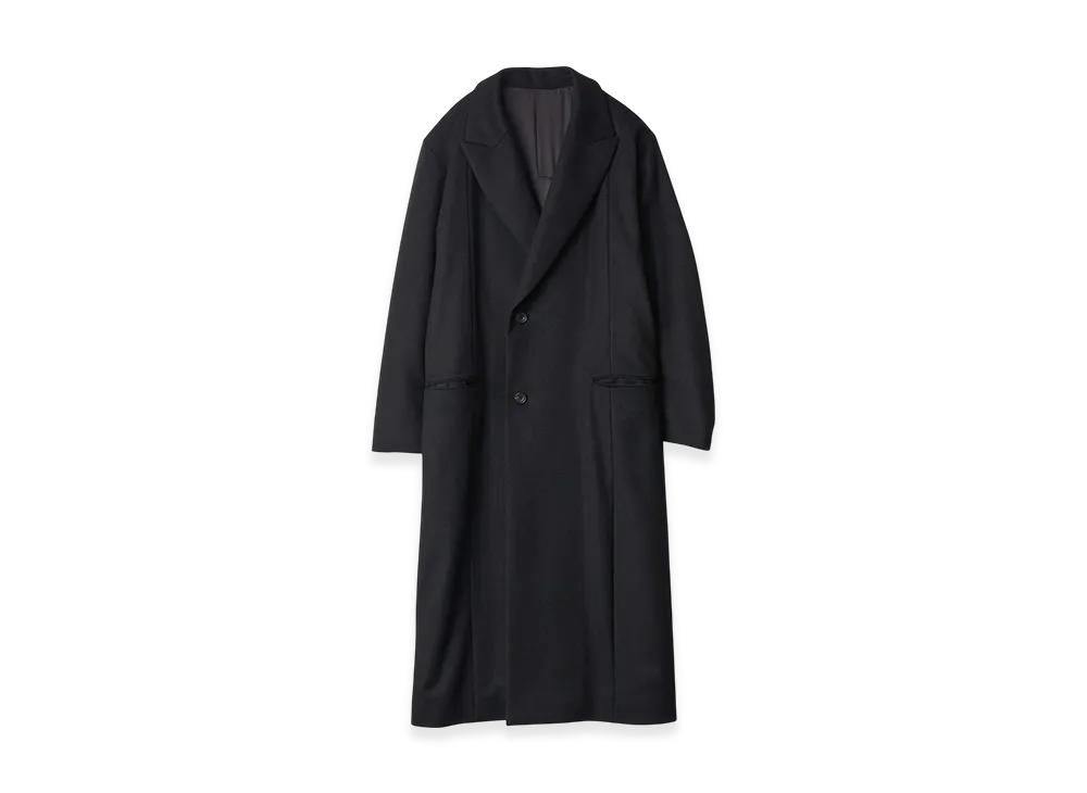ssstein Oversized Maxi-Length Peak Lapel Coat "Black"