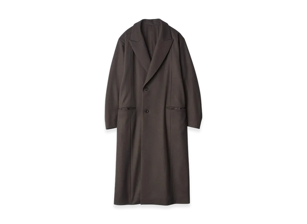 ssstein Oversized Maxi-Length Peak Lapel Coat "Grey Khaki"