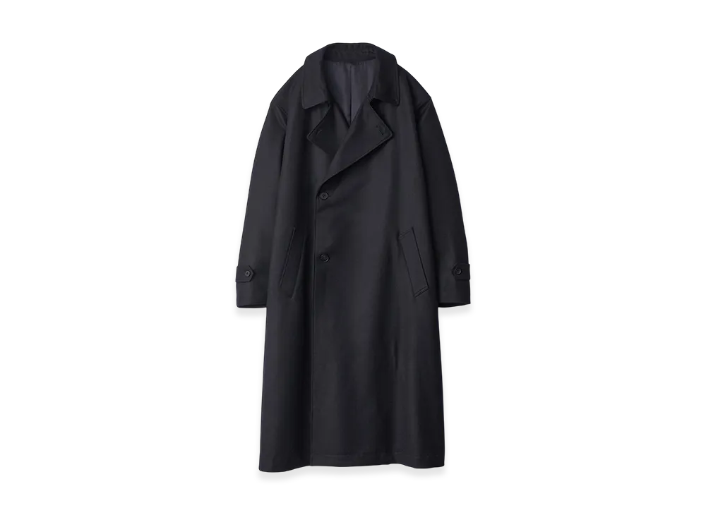 ssstein Wool Flannel Oversized Double Breasted Coat "Dark Navy"