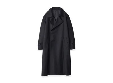 ssstein Wool Flannel Oversized Double Breasted Coat "Dark Navy"