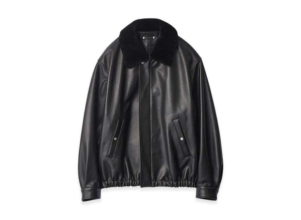 ssstein Mouton Collar Sheep Leather Zip Jacket "Black"