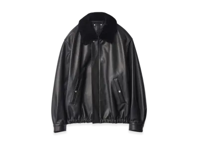 ssstein Mouton Collar Sheep Leather Zip Jacket "Black"