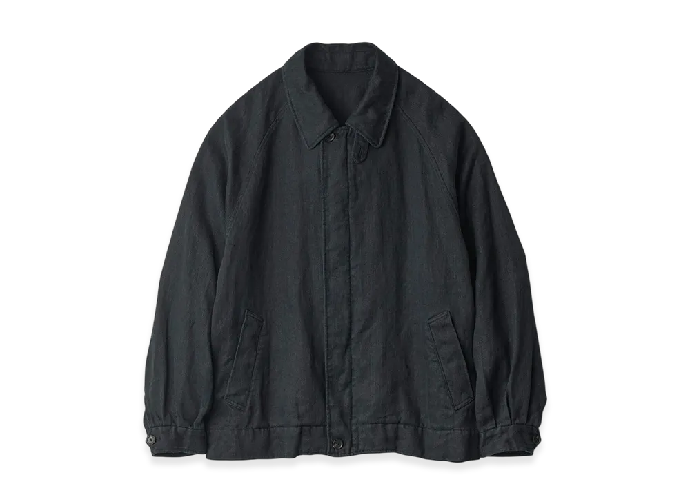 ssstein Heavy Linen Herringbone Zip Jacket "Black"