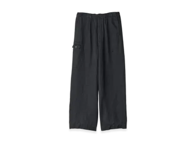 ssstein Heavy Linen Herringbone Wide Easy Trousers "Black"