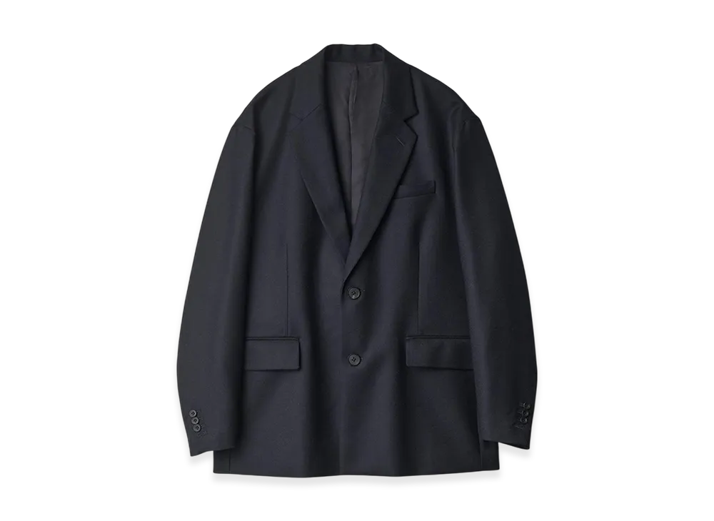 ssstein Wool Flannel Oversized Single Breasted Jacket "Dark Navy"