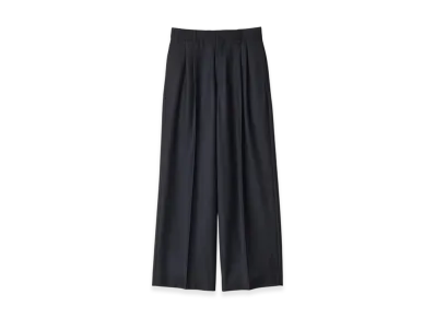 ssstein Wool Flannel Long Wide Trousers "Dark Navy"