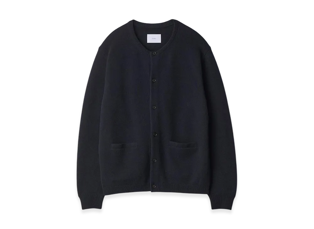 ssstein Extra Fine Wool Knit Crew Neck Cardigan "Dark Navy"