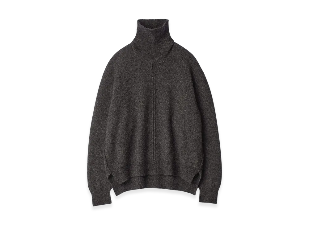 ssstein Wool/Alpaca Knit Loose Turtle Neck Po "Charcoal"