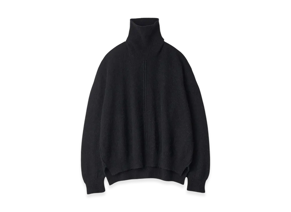 ssstein Wool/Alpaca Knit Loose Turtle Neck Po "Black"
