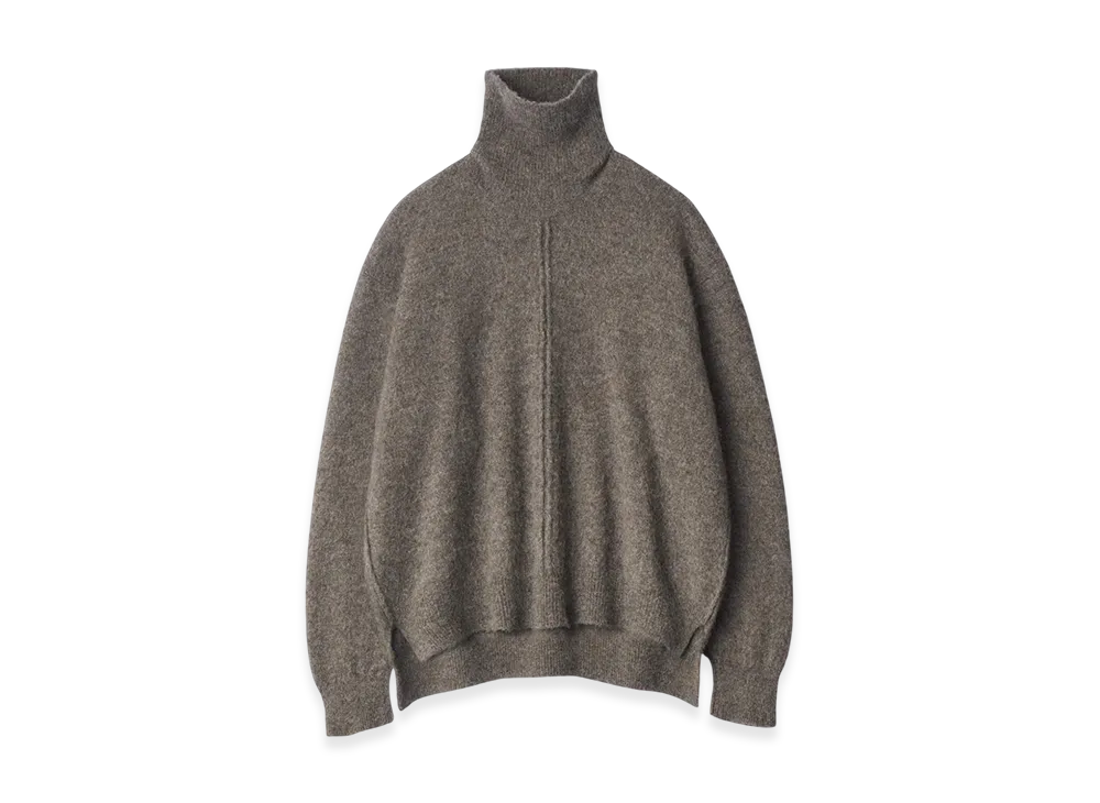 ssstein Wool/Alpaca Knit Loose Turtle Neck Po "Greige"
