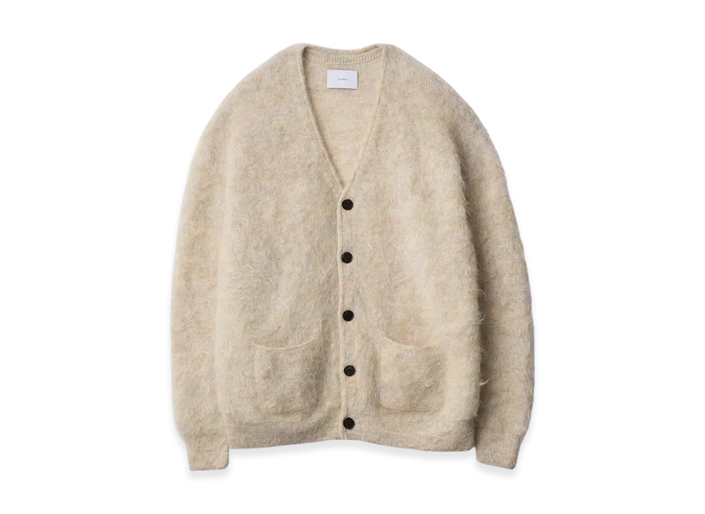 ssstein Kid Mohair Knit V Neck Cardigan "Mix White"