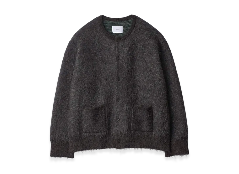 ssstein Kid Mohair Mix Jacquard Knit Cardigan "Charcoal Mix"