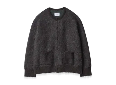 ssstein Kid Mohair Mix Jacquard Knit Cardigan "Charcoal Mix"