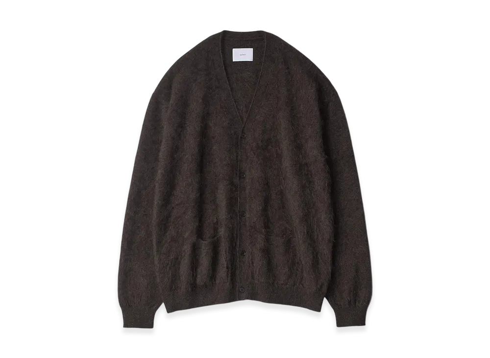 ssstein Cashmere Shaggy Knit V Neck Cardigan "Dark Brown"