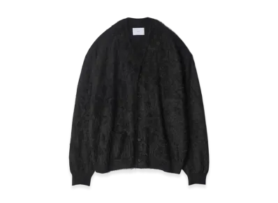 ssstein Cashmere Shaggy Knit V Neck Cardigan "Black"