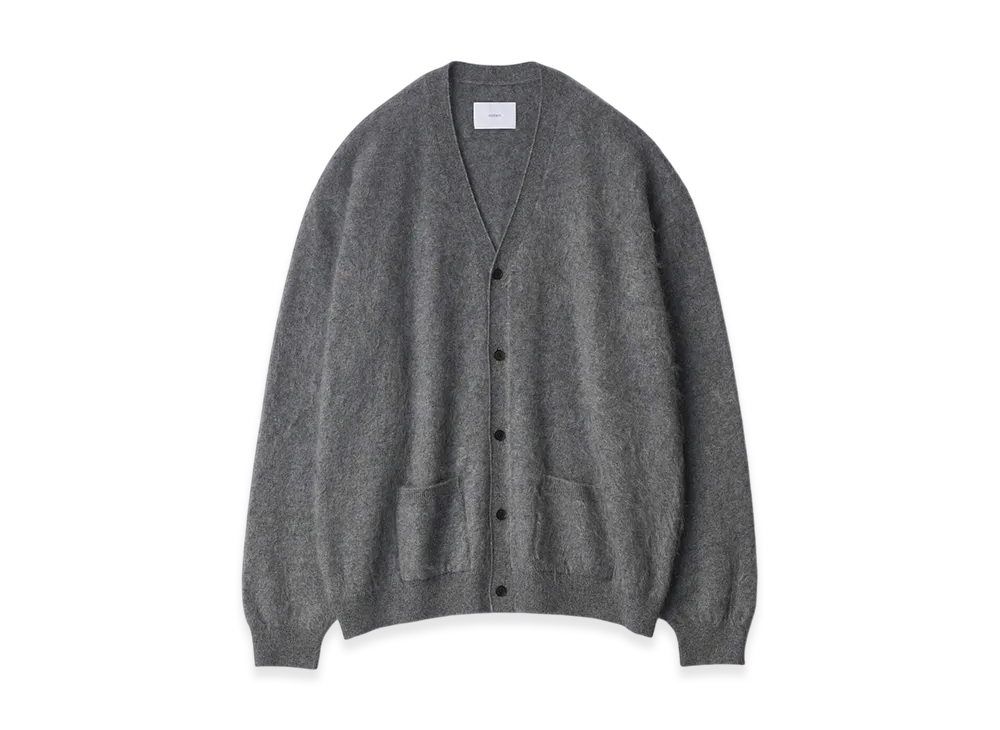ssstein Cashmere Shaggy Knit V Neck Cardigan "Grey"