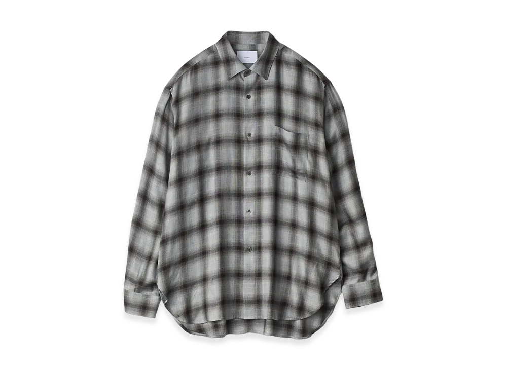 ssstein Rayon/Lyocell Check Oversized Down Pat Shirt "Black Ombre"