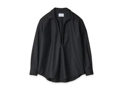 ssstein Wool Flannel Oversized Skipper Shirt "Black"