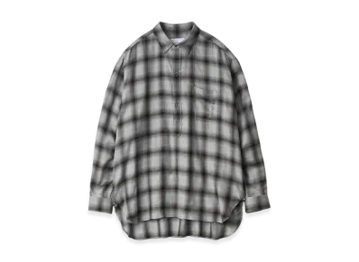 ssstein Rayon/Lyocell Check Oversized Pullover Shirt "Black Ombre"