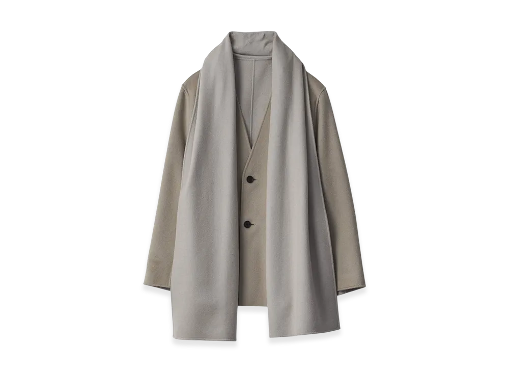 ssstein Wool Cashmere Beaver Reversible Stole Jacket "Taupe Grey"