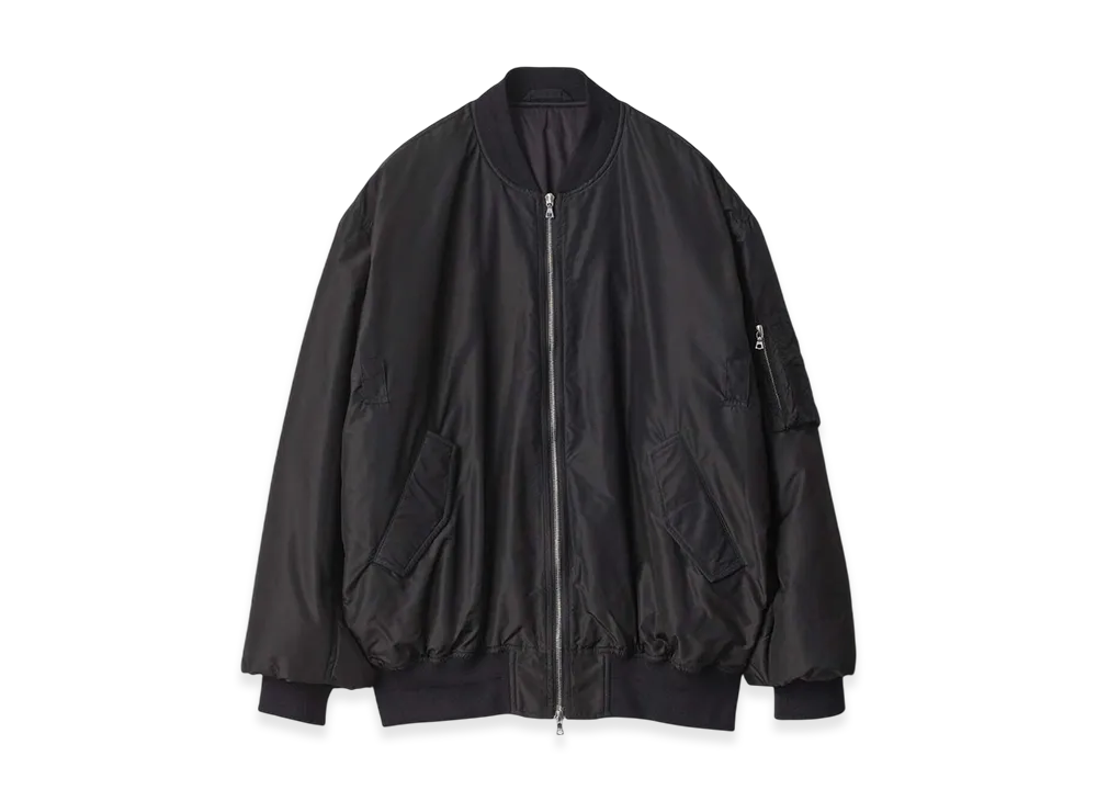 ssstein Pure Silk Tafta Oversized Flight Jacket "Black"